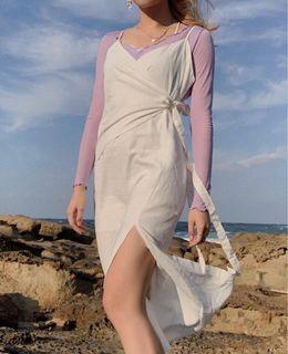 🕊Orandorwear絕版高級細肩設計感綁帶連身裙 長洋裝 緞面 韓系小眾  細肩帶長裙 度假 實穿實拍 極新現貨 Studio Doe mouggan 可議價 #22秋風
