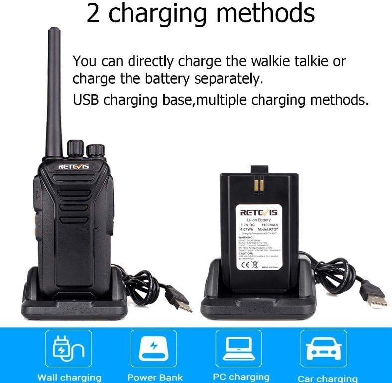 A29 Retevis RT27 Walkie Talkies, Walkie Talkie Rechargeable with USB  Charging Base, PMR446 License-free, 16 Channels, VOX, Walkie Talkies Long  Distance, Two Way Radio for Biking, Camping (2 Pack, Black), Mobile Phones