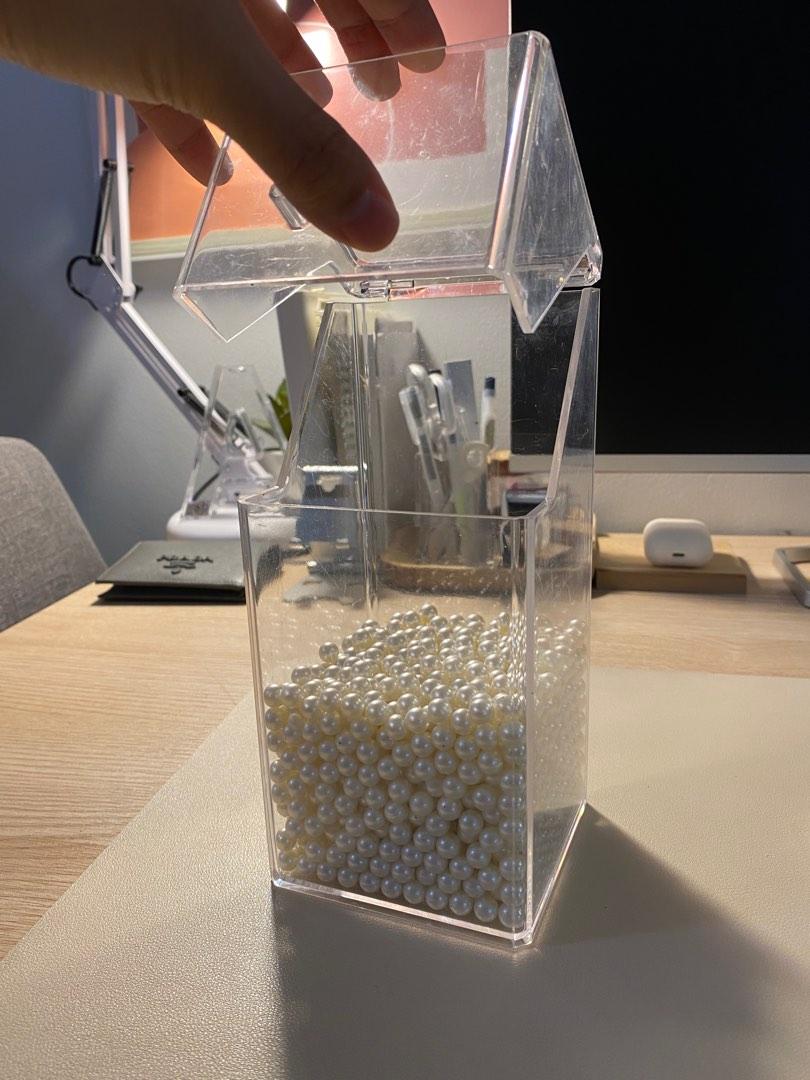 Acrylic makeup brush holder / organizer (Category: Makeup) located in Taguig. Submitted by acby.shop (Listing ID 1180834165, Image 2). Description: Condition: 8/10 Comes with white beads Clean and sanitized.