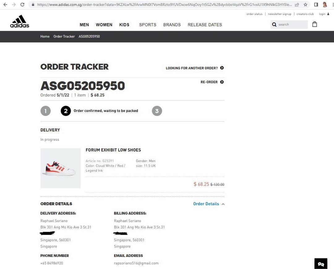 Adidas order confirmed hotsell waiting to be packed