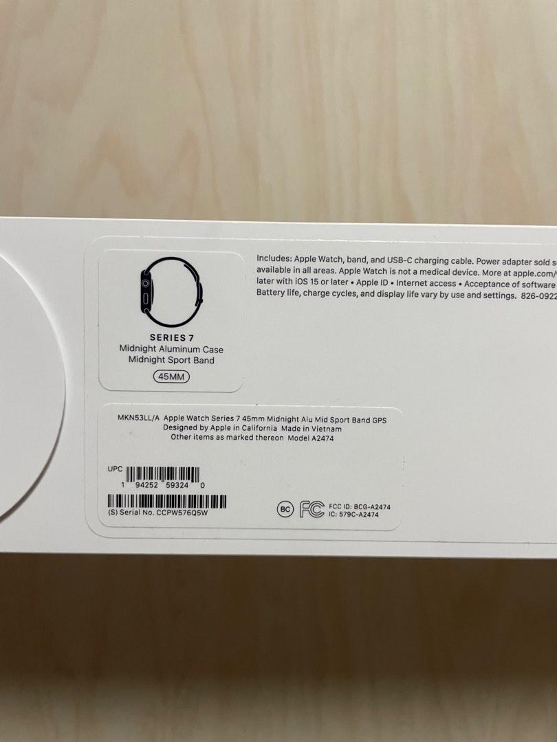 Apple Watch Series 7 GPS 45mm Midnight Aluminum with Midnight Sport Band  MKN53LL/A - US