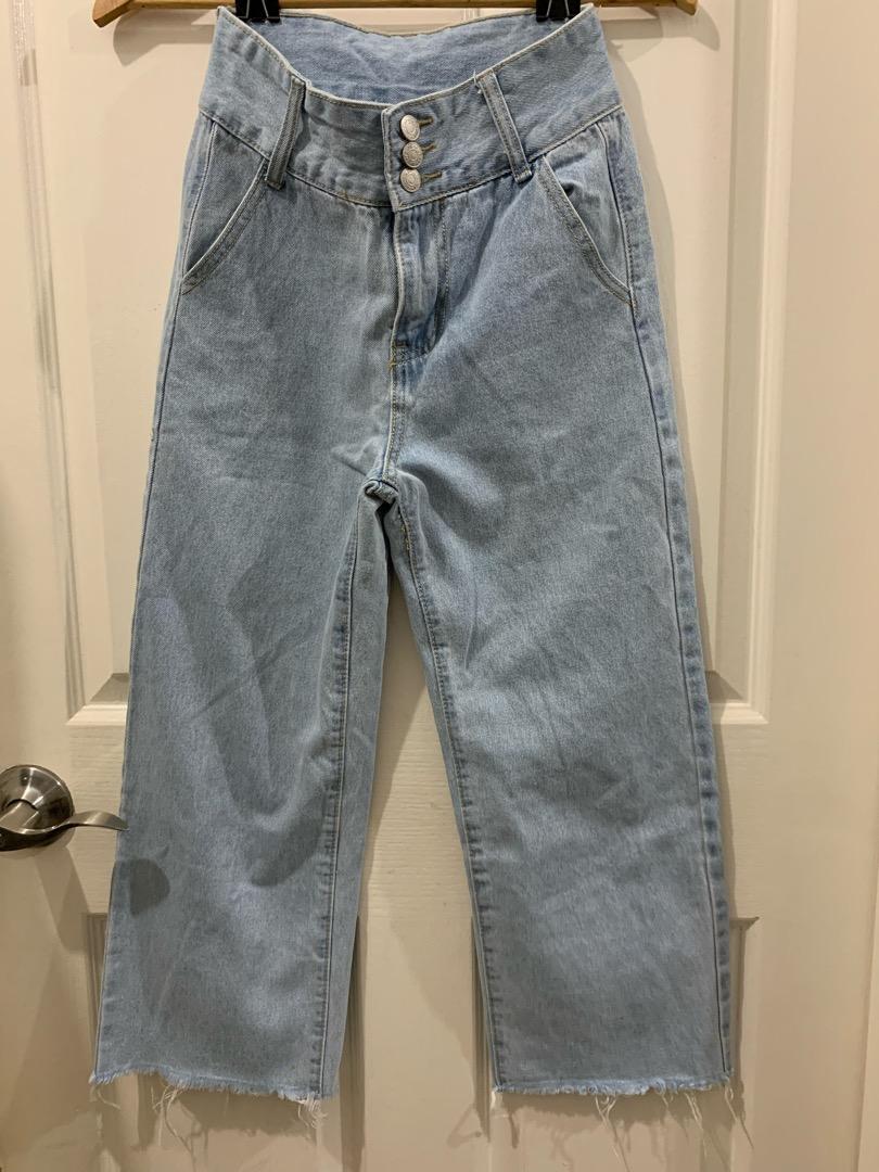 Baggy Flare Highwaisted Cropped Jeans, Women's Fashion, Bottoms, Jeans