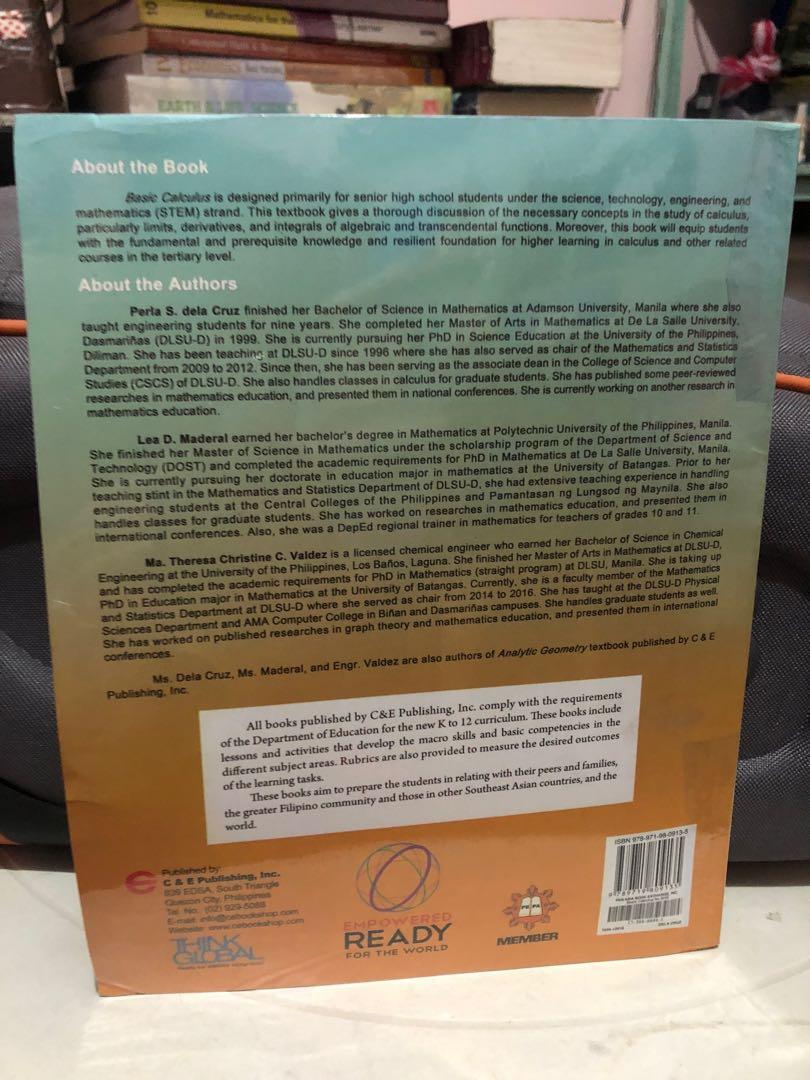Basic Calculus Senior High School Book (Category: Textbooks) located in Manila. Submitted by milleshoppppp (Listing ID 1180857137, Image 2). Description: With plastic cover Good condition.