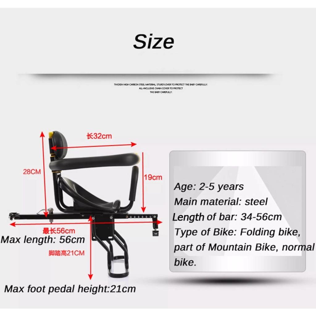 Bicycle Child Seat for Folding Bike, Kids Bicycle Front Seat for 15