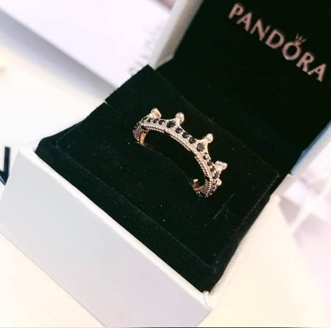 BIG SALE PANDORA AUTH BLACK ENCHANTED CROWN RING 5 6 7 8 9 10