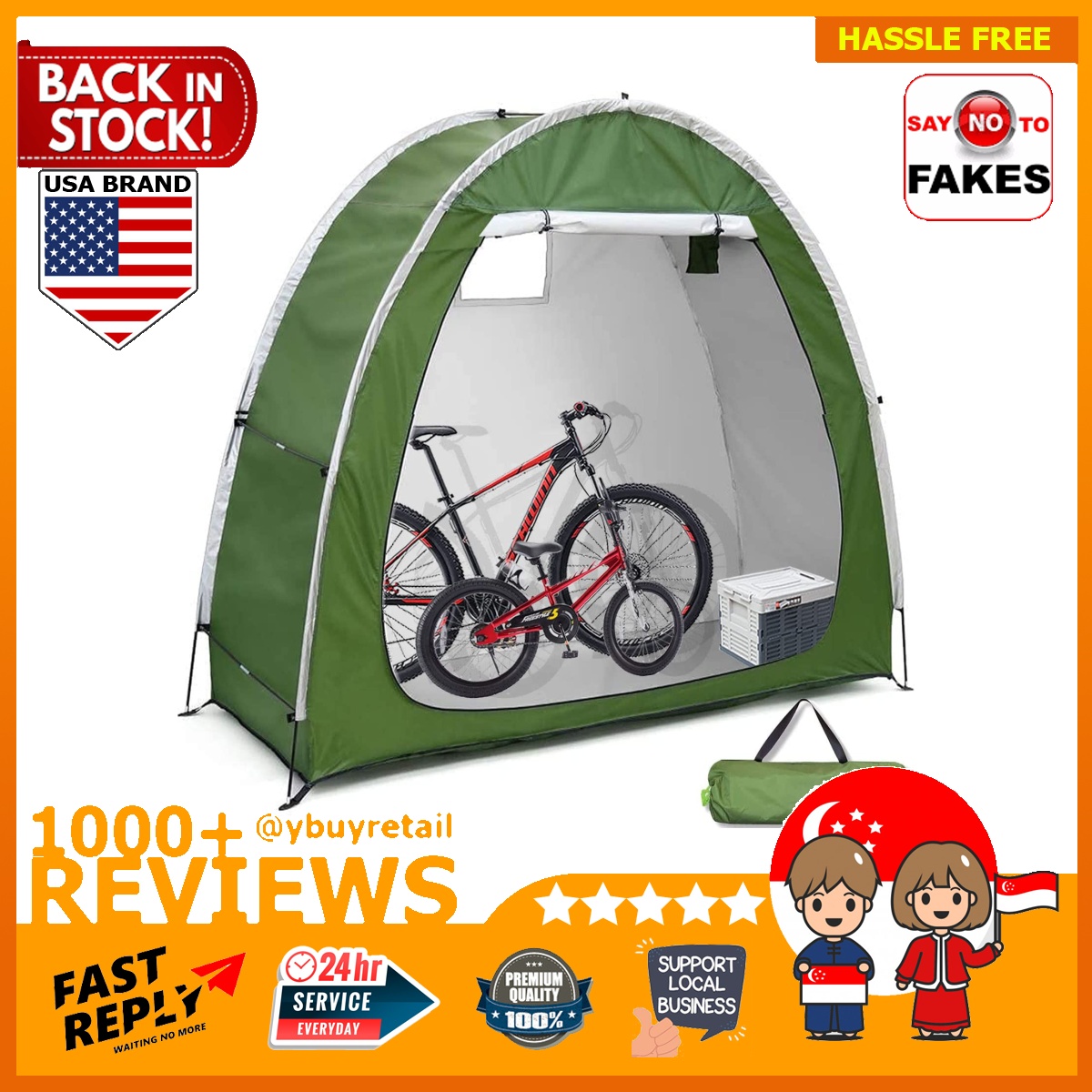 Outdoor Bike Storage Tent Bicycle Shed Cover for 2 Bikes 210d Silver Coated Oxford Cloth Waterproof Portable Tidy Foldable Bike Shelter for Camping Garden Tool Motorcycle（Green） Bike Tent 