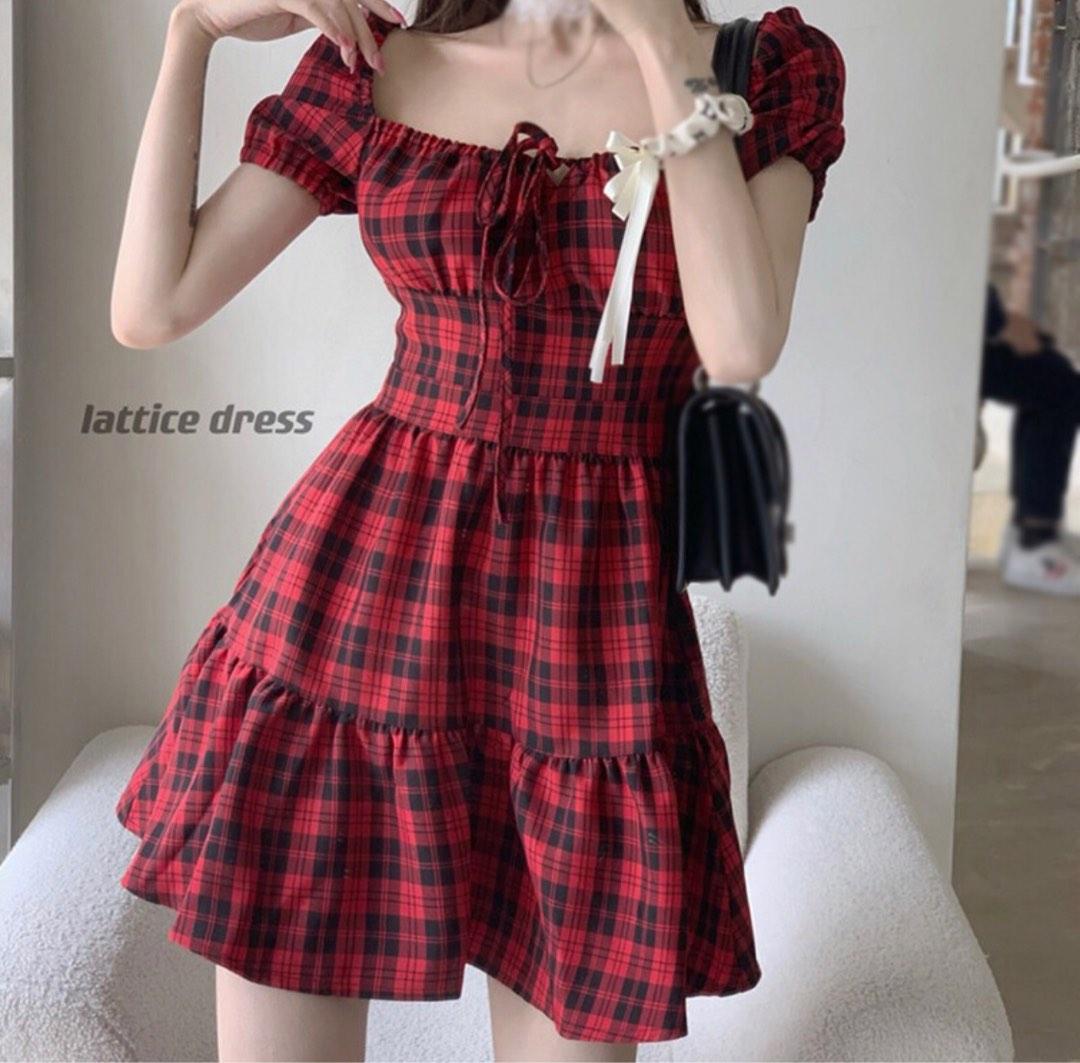 Red and clearance black gingham dress