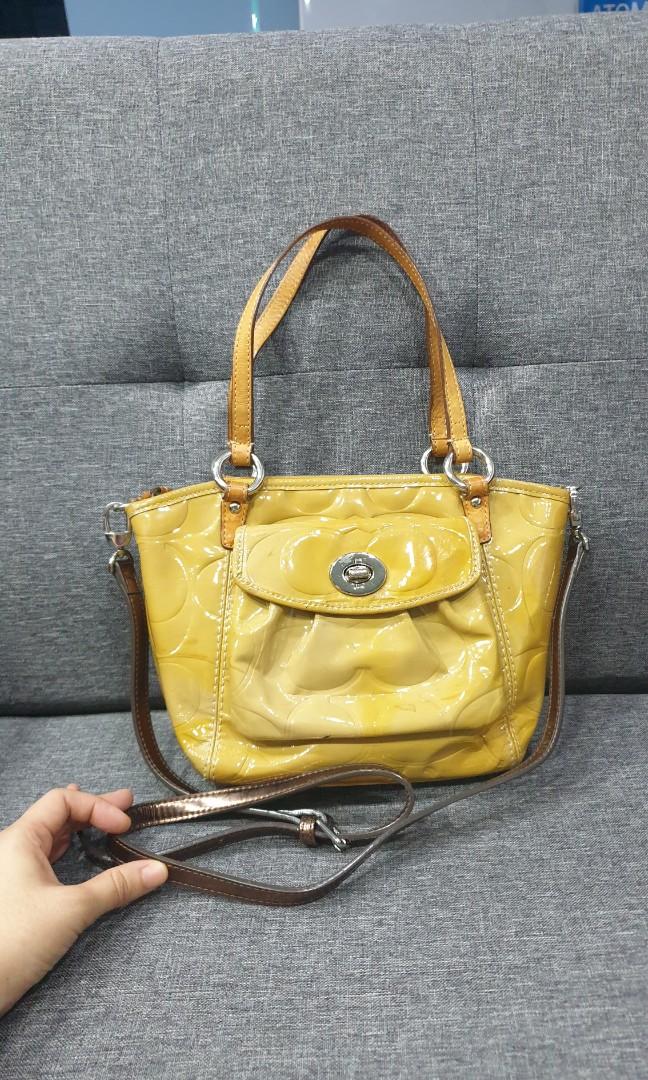 Coach Small Leah Embossed Patent Leather Small Tote Women s