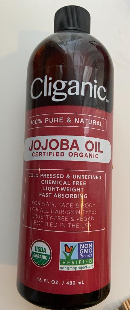 Cliganic Jojoba Oil Non-GMO, Bulk 16oz  100% Pure, Natural Cold Pressed  Unrefined Hexane Free Oil for Hair & Face 16 Fl Oz (Pack of 1)