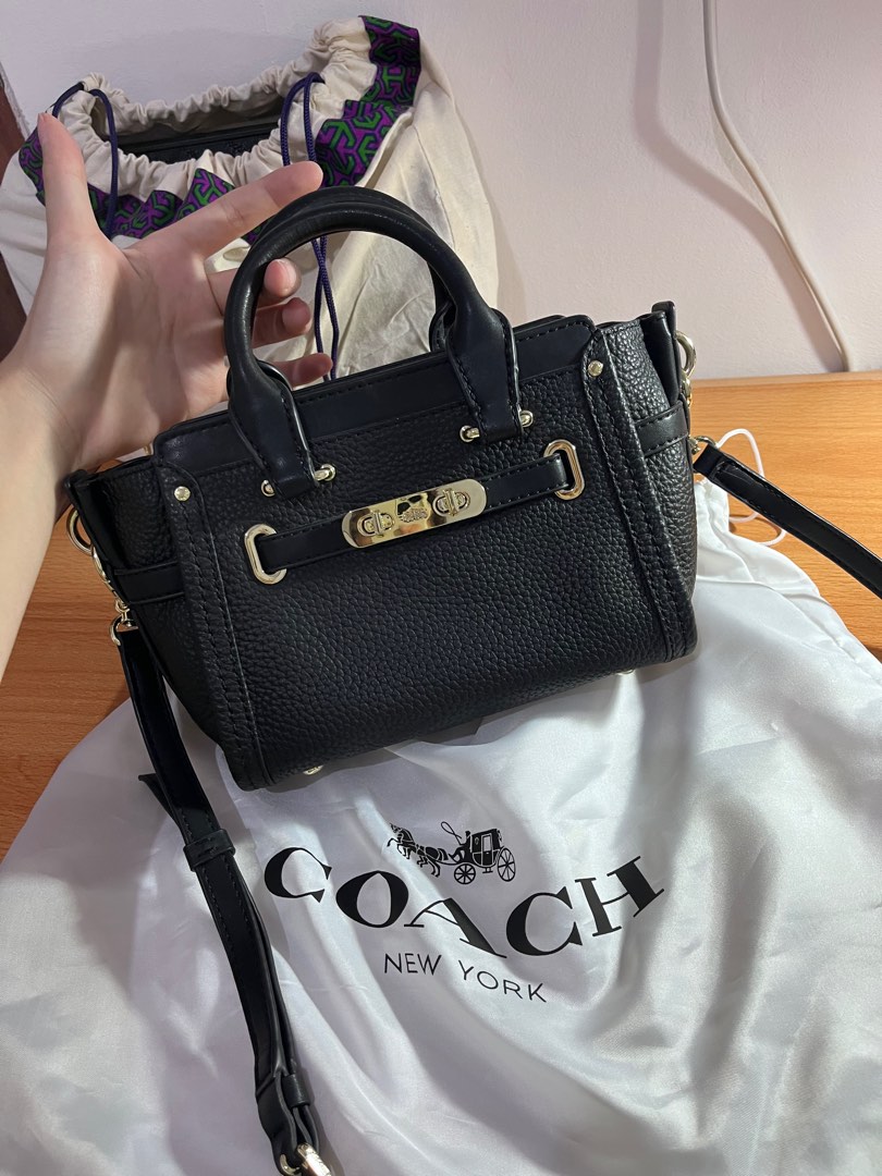 COACH SWAGGER 21 IN PEBBLED LEATHER BLACK ORI Barang Mewah Tas