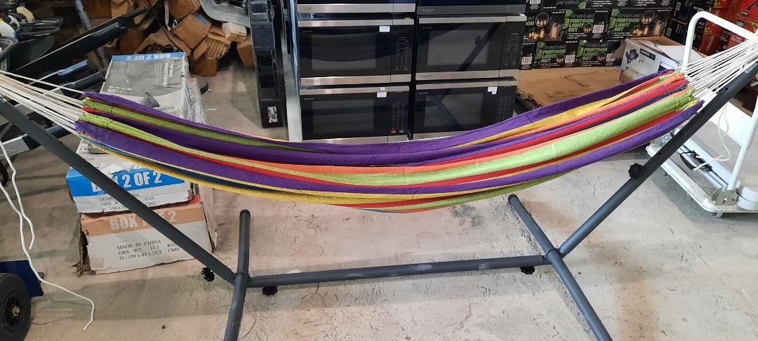Cotton Hammock with Stand (Category: Other Home Furniture) located in Muntinlupa City. Submitted by aussie.surplustore (Listing ID 1180710575, Image 1). Description: Cotton Hammock with Stand Length: 280 cm/110 in Width: 119 cm/47 in Height: 109 cm/43 in Capacity: 205 kg/450 lb Bed Length: 221 cm/87 in Bed Width: 160 cm/63 in Total Hammock Length: 320 cm/126 in Fabric: Cotton Stand: Steel Price: P4,500 Surplus from Australia We are available onli