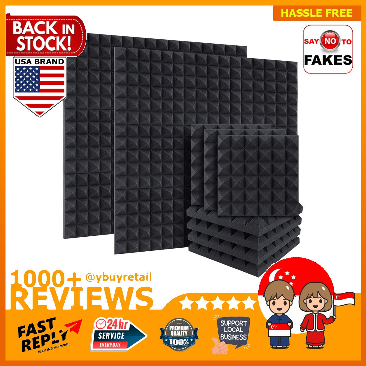 Periodic Groove Structure TroyStudio Acoustic Studio Absorption Foam Panel Broadband Sound Absorber 12 X 12 X 2 PACK of 6 