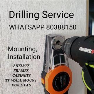 Handyman Local Installer Dust free Drilling service 钻墙服务 tv mounting blinds curtain shelves frames pull up bar Ikea Taobao