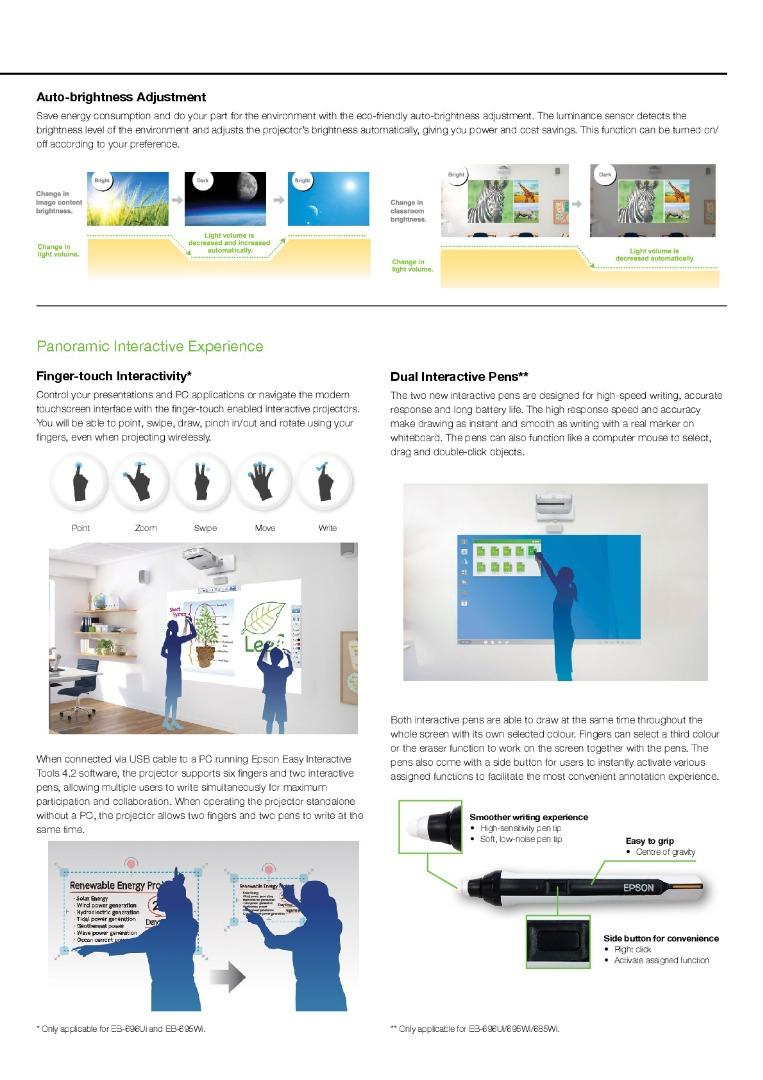 Epson EB695Wi UltraShort Throw Interactive WXGA 3LCD Projector, TV