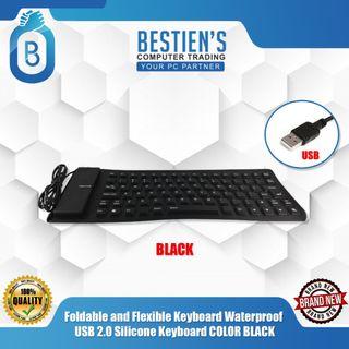 Foldable and Flexible Keyboard Waterproof USB 2.0 Silicone Keyboard COLOR BLACK