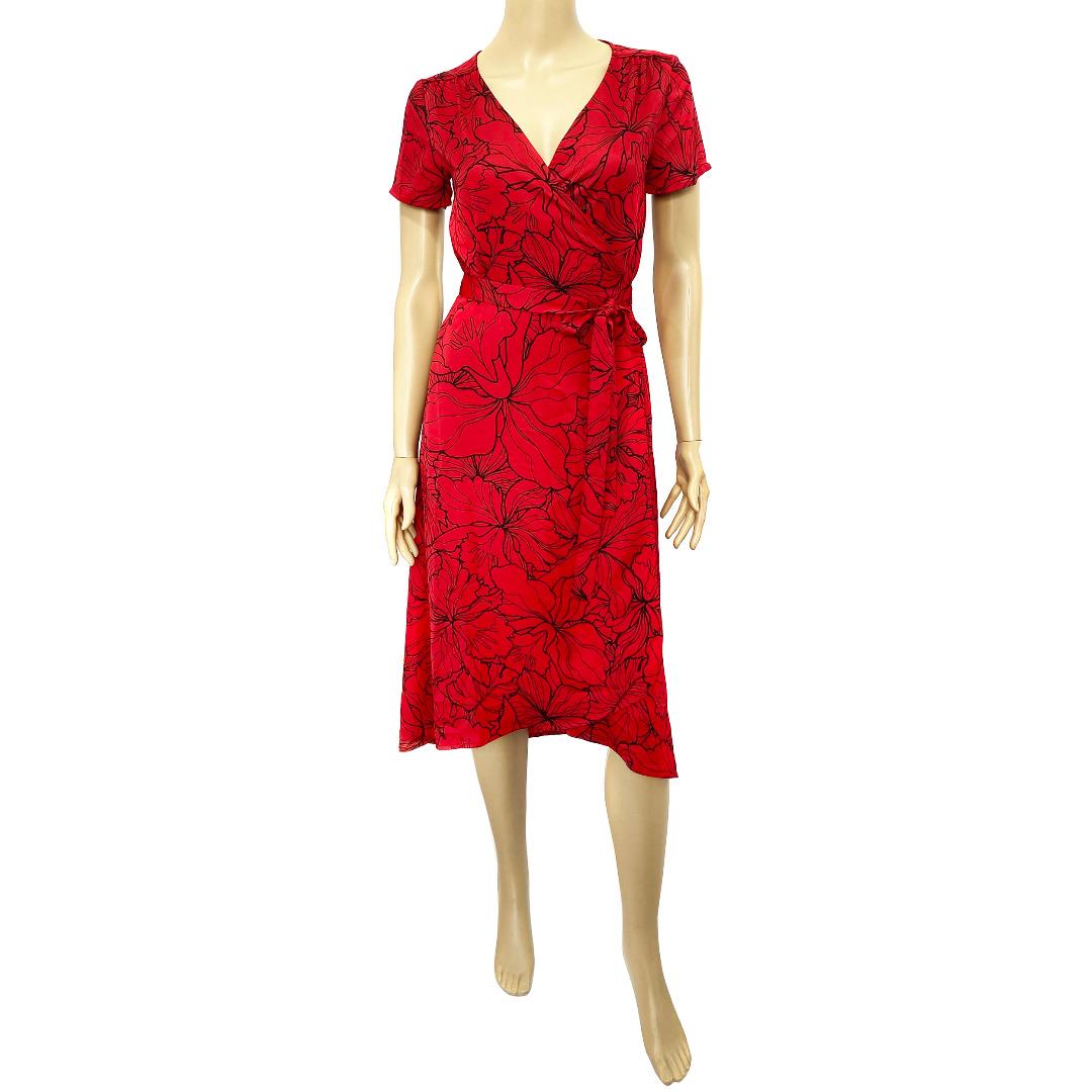Gap red wrap best sale dress