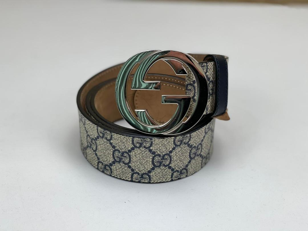 GUCCI Interlocking G Buckle GG Supreme Canvas Belt Black 411924