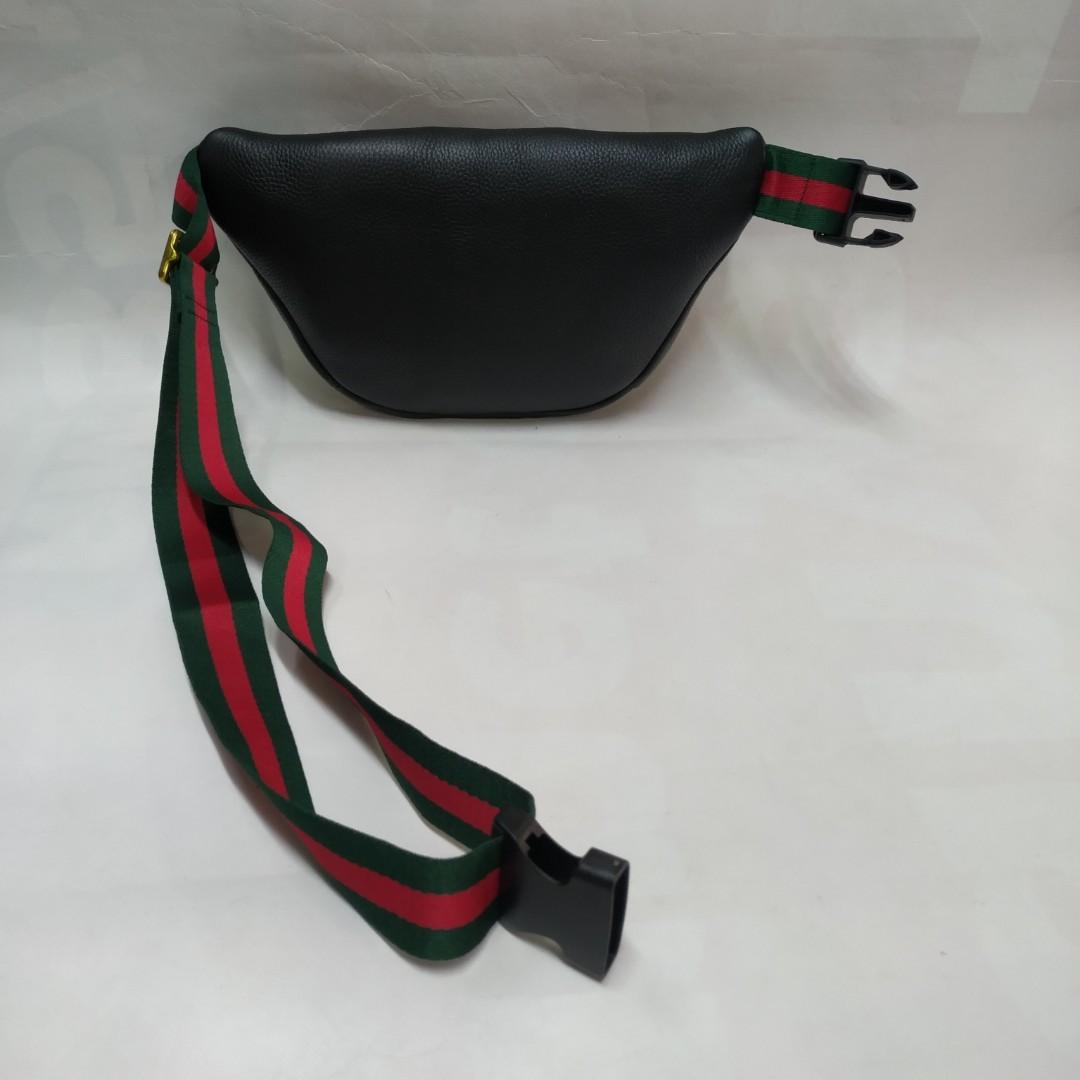 GUCCI Print Leather Black Belt Travel Waist Bum Bag 493869-US