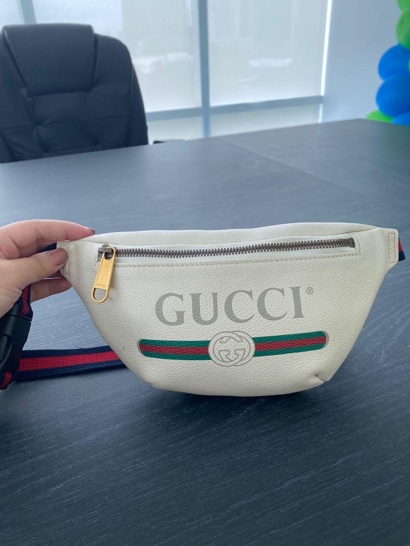 Gucci White Leather Small Belt Bag, Luxury, Bags & Wallets on Carousell
