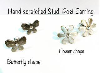 Hand scratched stud  Earring 手刮花耳環