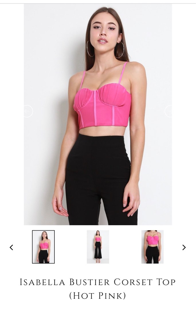 Carrislabelle Hot pink Bustier corset top , Women's Fashion, Tops