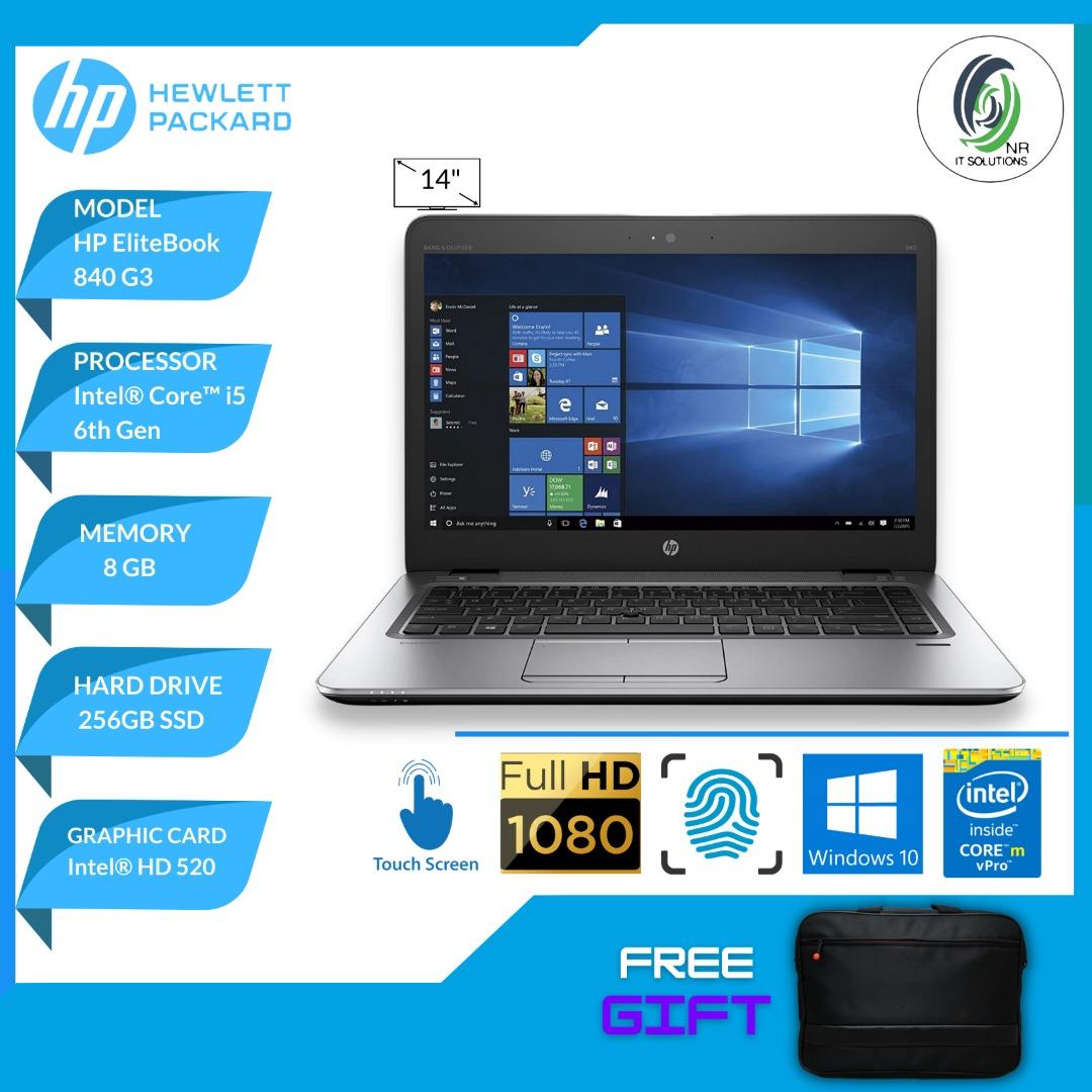 HP Elitebook 840 g3 Laptop – CORE i5 - 256GB SSD- 8GB Ram - 6th Gen -  Touchscreen