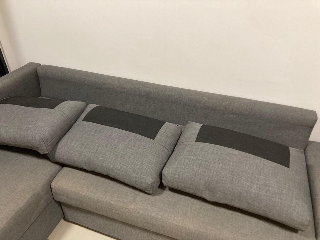 Ikea L shape sofa bed with storage grey, Furniture & Home Living