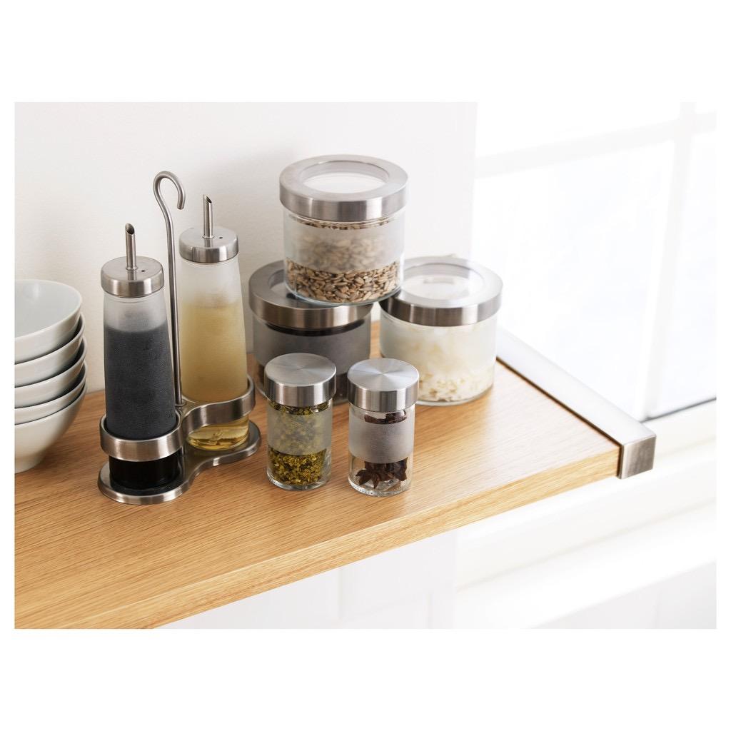 IKEA Oil and Vinegar Frosted Glass Stainless Steel DROPPAR Set