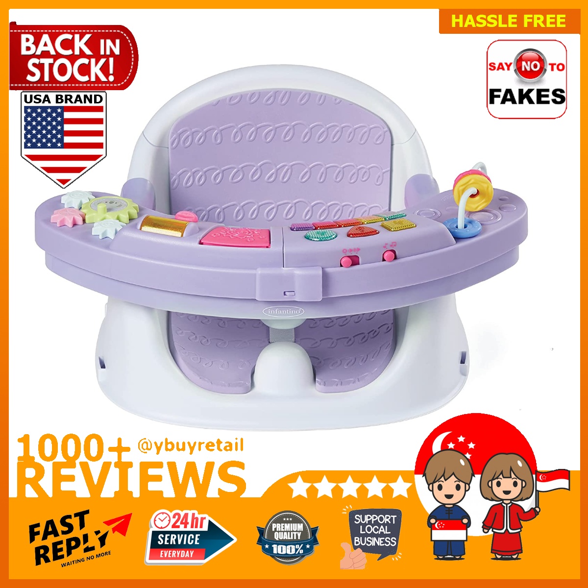 Infantino Music & Lights 3in1 Discovery Seat and Booster for girls Convertible booster