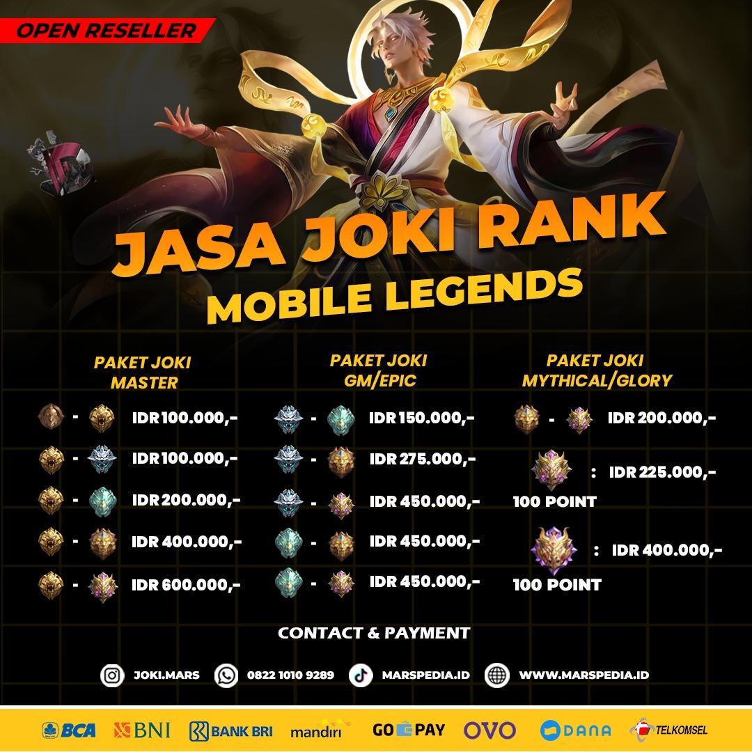 JASA JOKI MOBILE LEGENDS MLBB ML BY MARSPEDIA ID / JOKIMARS COM Jasa