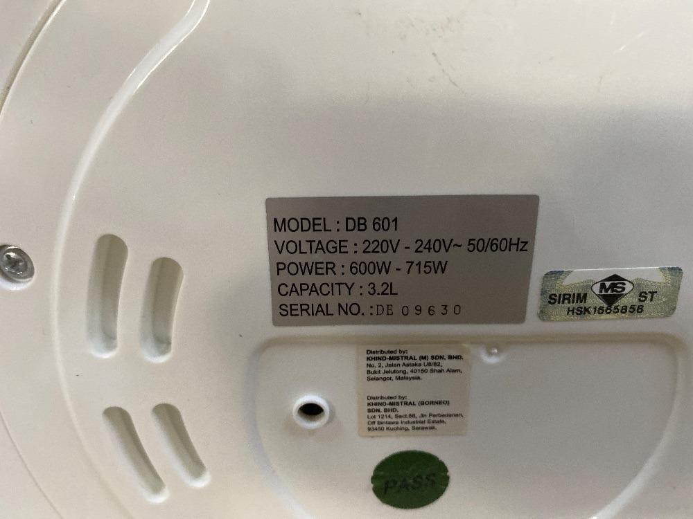 Khind Double Boiler + 3 Ceramic Boiler Bowls DB601 / Khind Double