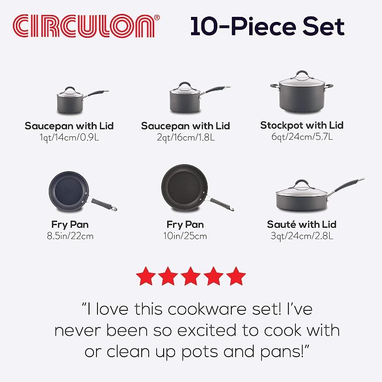 Circulon Radiance Hard Anodized Nonstick 10-Piece Cookware Set