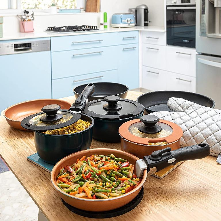 Motto 4-Pieces Detachable Handle Pan & Pots With Lids Cooking Set, Pa