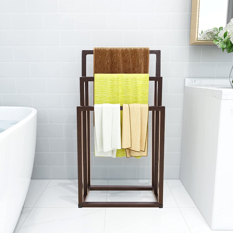 [KM4] Freestanding Towel Rack 3 Tier Metal Towel Bar Stand Metal