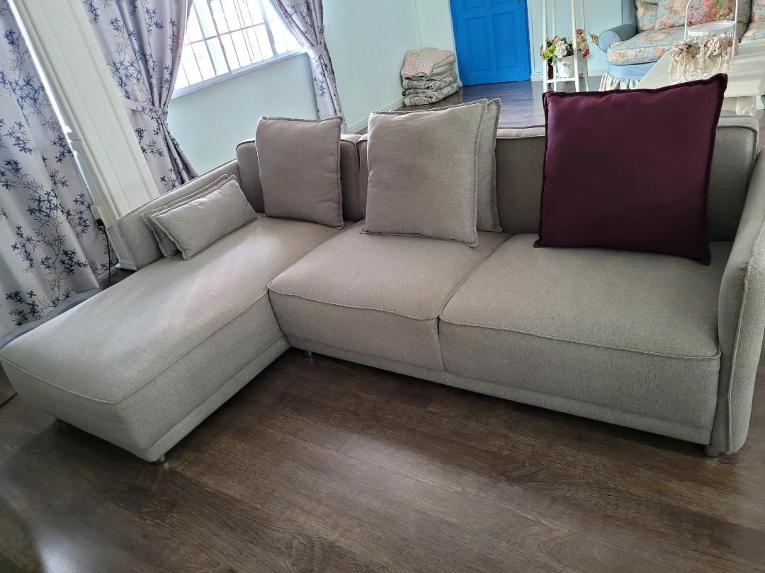 L shaped grey sofa, Furniture & Home Living, Furniture, Sofas on Carousell