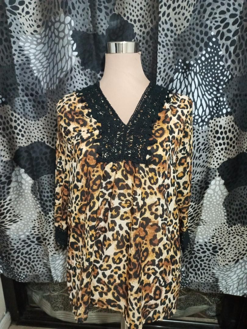 Leopard blouse, Women's Fashion, Tops, Blouses on Carousell