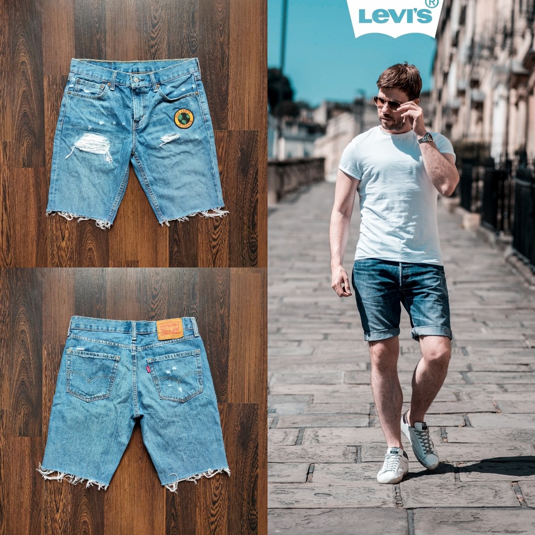 LEVI S STRAUSS ORIGINAL 511 PATCHED Denim Distressed Shorts Men s Fashion Bottoms Shorts on Carousell