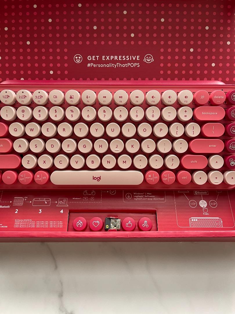 Logitech Pop Keys Wireless Mechanical Keyboard Pink, Computers & Tech