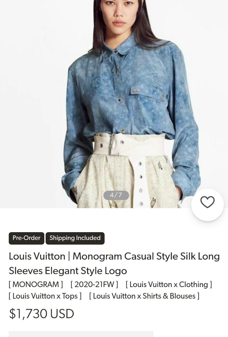 Shop Louis Vuitton Monogram Silk Street Style Long Sleeves Medium