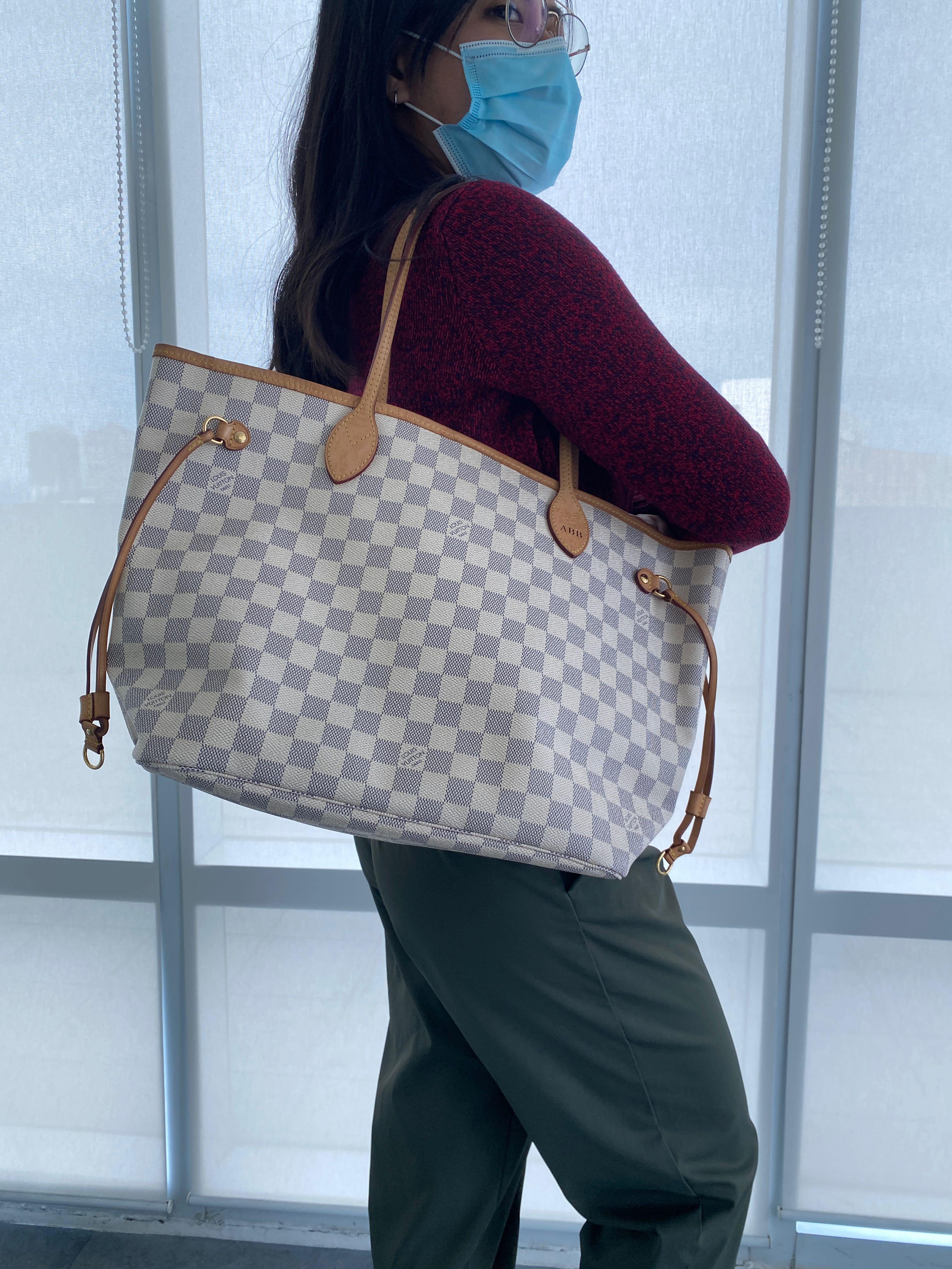 Louis Vuitton Neverfull MM with initials, Luxury, Bags & Wallets