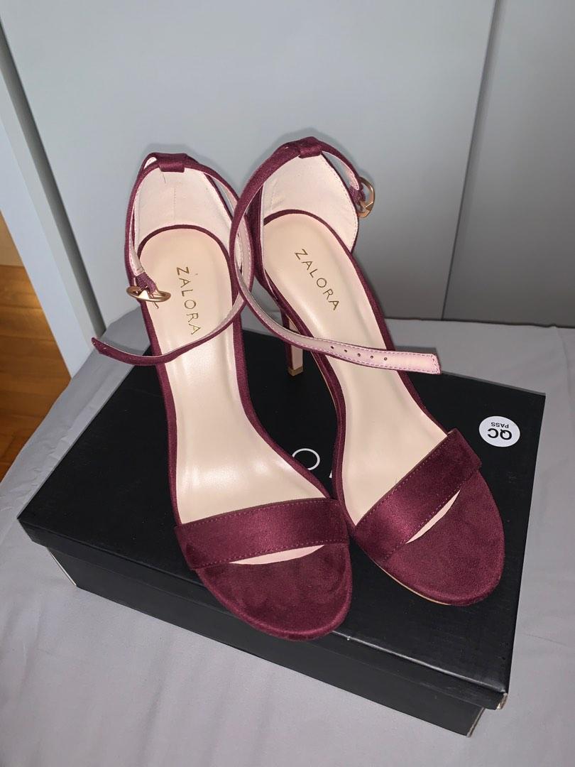 Maroon Ankle Strap Sandal Heel Women s Fashion Footwear Heels