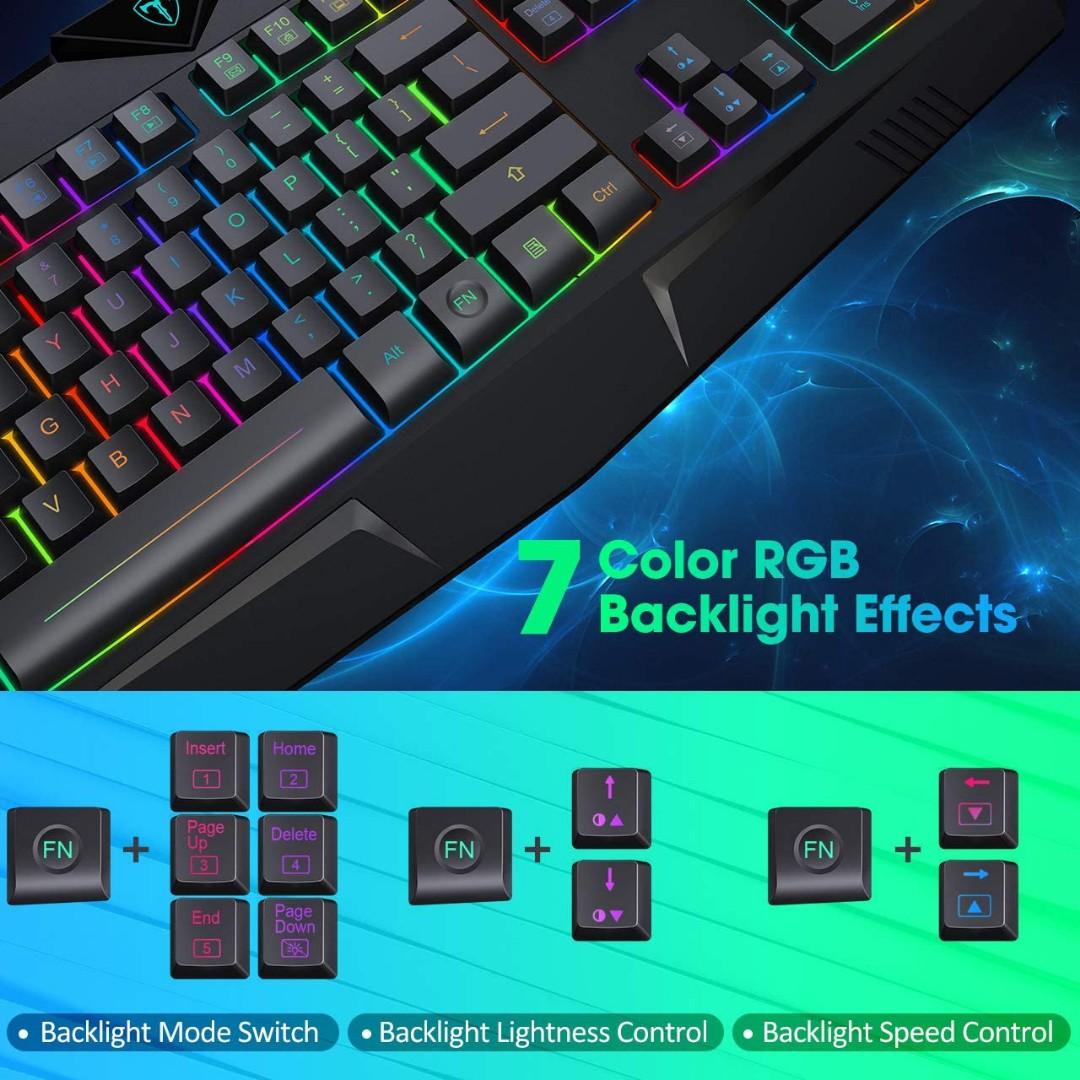 Membrane Gaming Keyboard with Wired 104 Silent Keys, 25Key Anti