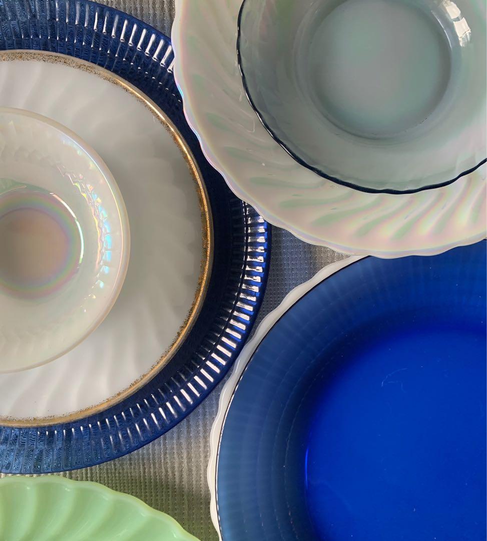 Cobalt blue store glass dinner plates