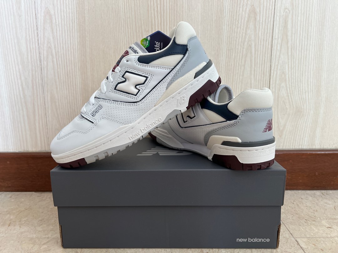 New Balance 550 White Burgundy Navy 