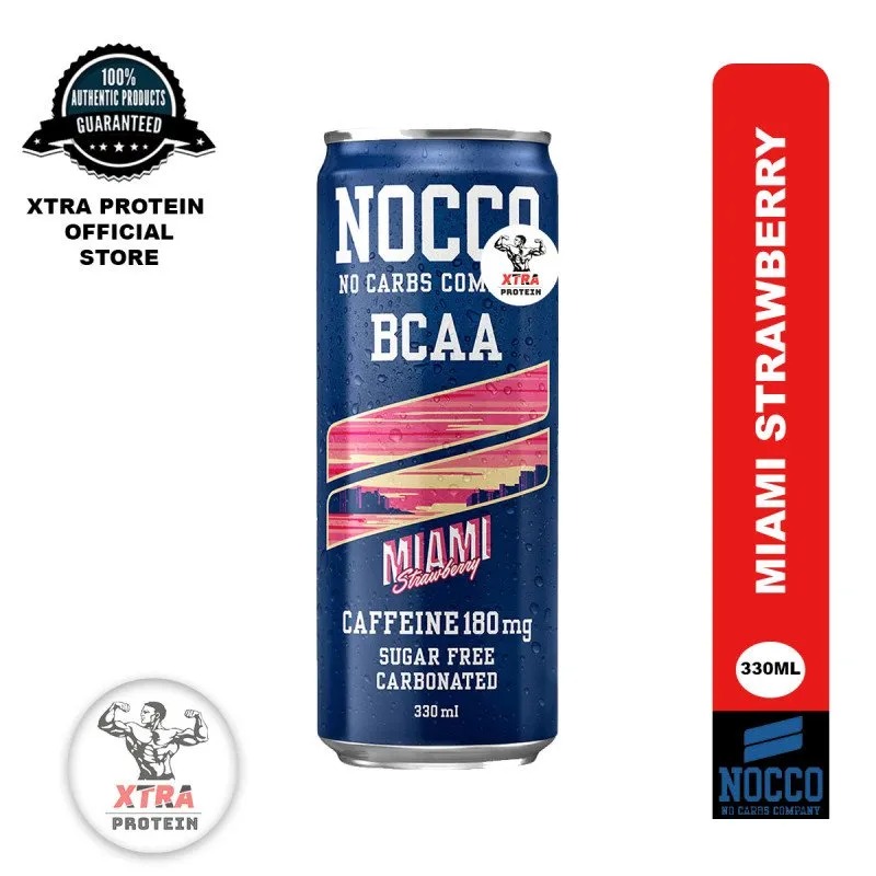 Nocco BCAA (330ml) Miami Strawberry 12 Pack, Health & Nutrition, Health