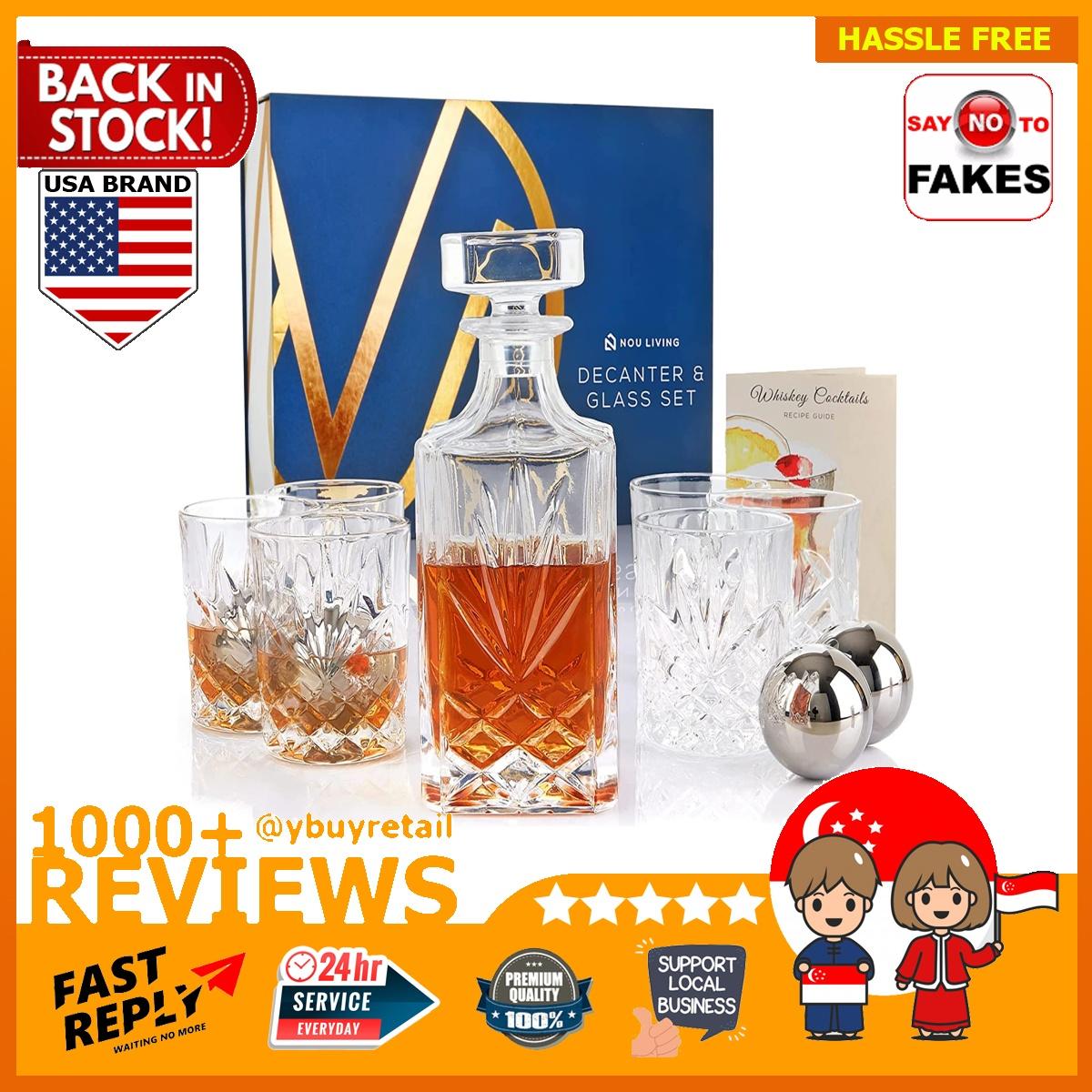 Nou Living USA 11 Pc Crystal Whiskey Decanter Sets For Men Classic