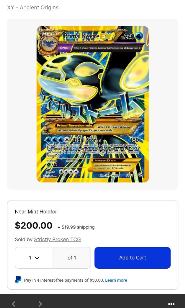 Pokemon TCG Mega Primal Kyogre Ex XY Ancient Origins Shiny Full Art