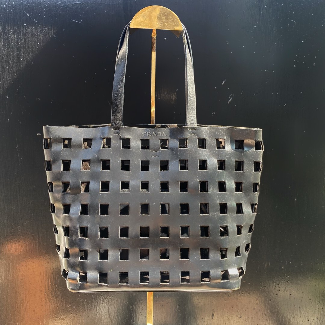 Prada Studded Lattice Shoulder Bag