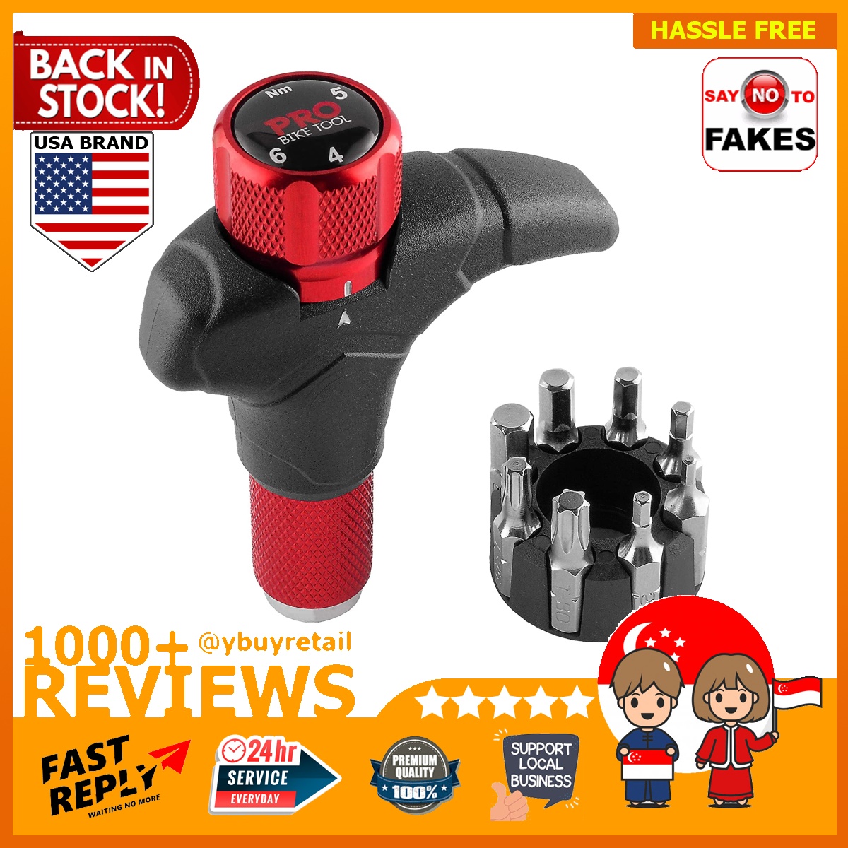 PRO BIKE TOOL Adjustable T Torque Wrench 4, 5 and 6 Newton Meters