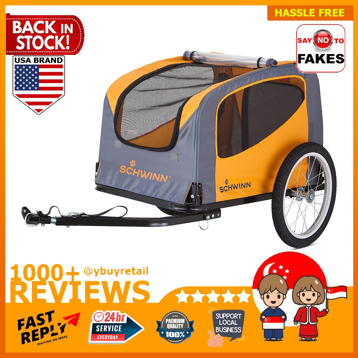 Schwinn Rascal Bike Pet Trailer, For Small and Large Dogs, Folding